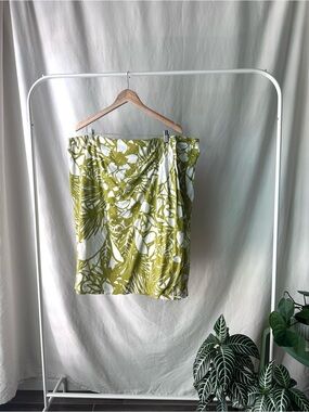 Lane Bryant Olive Green and White Tropical Print Skirt